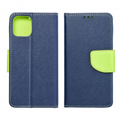 Peňaženkové puzdro Fancy Book na Apple iPhone 15 Pro Námornícka modrá / Limetkovo zelený