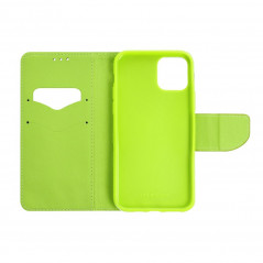 Peňaženkové puzdro Fancy Book na Apple iPhone 15 Pro Námornícka modrá / Limetkovo zelený