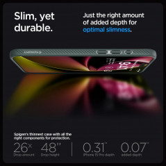 Kryt Spigen  Liquid Air na Apple iPhone 15 Pro Temne zelená