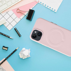 Kryt Roar Leather Mag na Apple iPhone 15 Pro Elegant  MagSAFE  Žiarivý ružový
