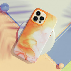 Kryt Leather Mag Cover na Apple iPhone 15 Pro Elegant  MagSAFE  Oranžová škvrna
