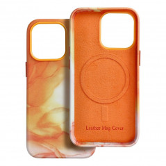 Kryt Leather Mag Cover na Apple iPhone 15 Pro Elegant  MagSAFE  Oranžová škvrna