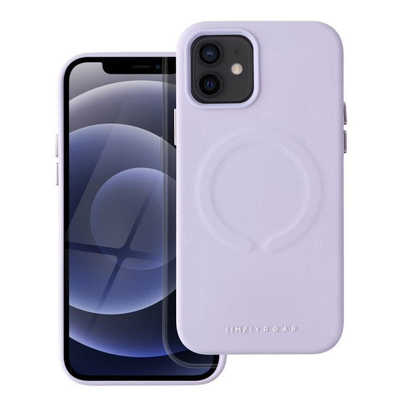 Kryt Roar Leather Mag na Apple iPhone 12 Elegant  MagSAFE  Fialový (Purple)