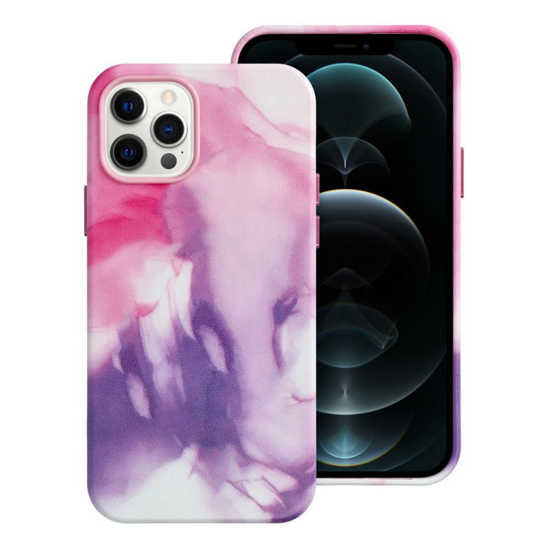 Kryt Leather Mag Cover na Apple iPhone 12 Pro Elegant  MagSAFE  Fialová škvrna