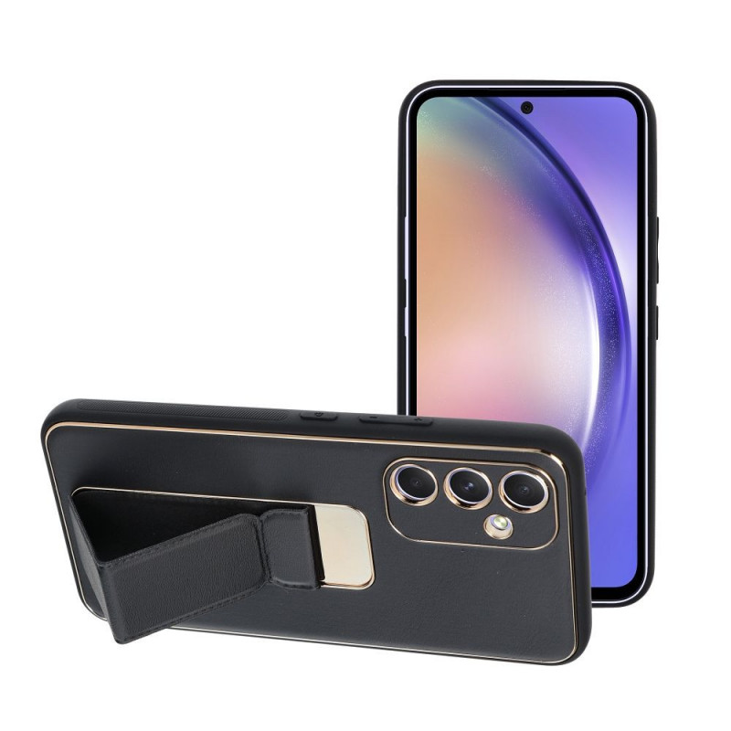 Kryt LEATHER Case Kickstand na Samsung Galaxy A54 Čierny