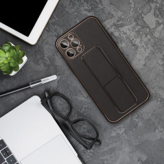 Kryt LEATHER Case Kickstand na Samsung Galaxy A54 Čierny