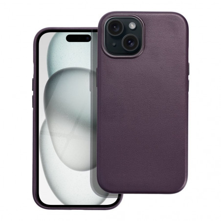 Kryt Leather Mag Cover na Apple iPhone 15 Elegant  MagSAFE  Tmavo fialový (violet)