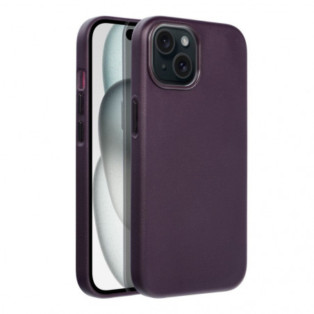 Kryt Leather Mag Cover na Apple iPhone 15 Elegant  MagSAFE  Tmavo fialový (violet)