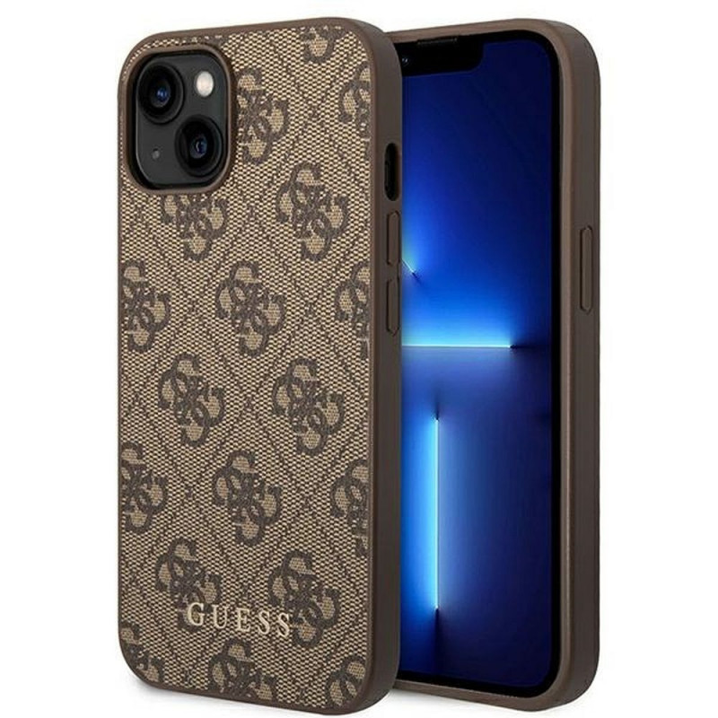 Kryt Guess 4G Gold Logo na Apple iPhone 14 Plus Elegant  Hnedý