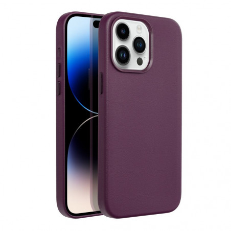 Kryt Leather Mag Cover na Apple iPhone 14 Pro Max Elegant  MagSAFE  Tmavo fialový (violet)