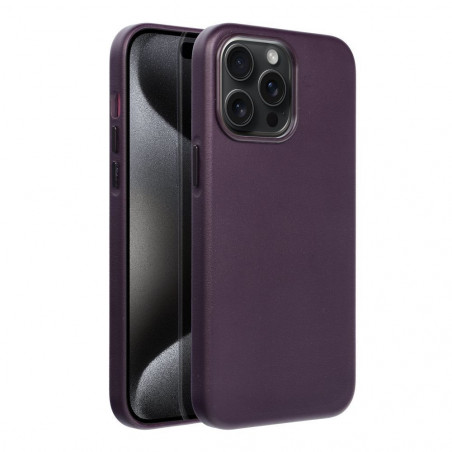 Kryt Leather Mag Cover na Apple iPhone 15 Pro Max Elegant  MagSAFE  Tmavo fialový (violet)