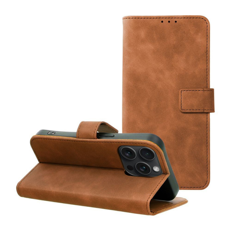 Peňaženkové puzdro TENDER Book na Apple iPhone 15 Pro Hnedý