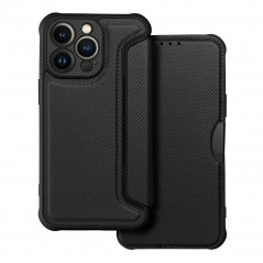 Peňaženkové puzdro Razor Book na Apple iPhone 13 Pro Uhlíkové vlákno, Karbónový vzor  Čierny