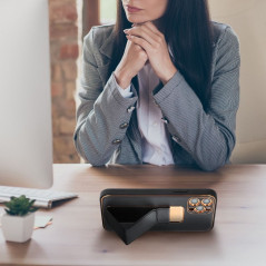 Kryt LEATHER Case Kickstand na Samsung Galaxy A13 LTE Čierny