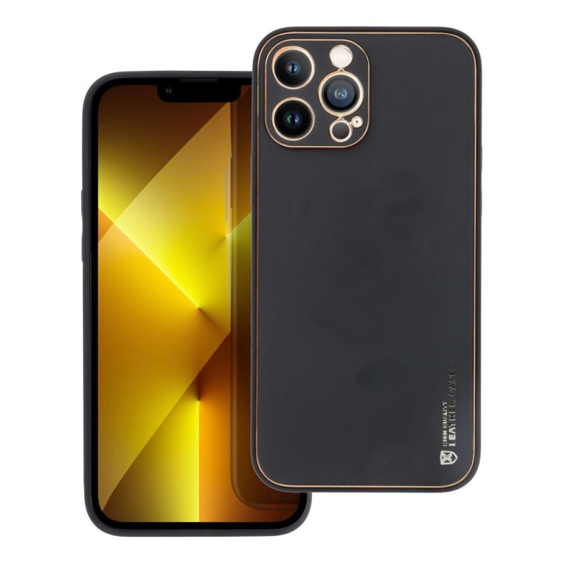 Kryt Leather na Apple iPhone 13 Pro Max Čierny