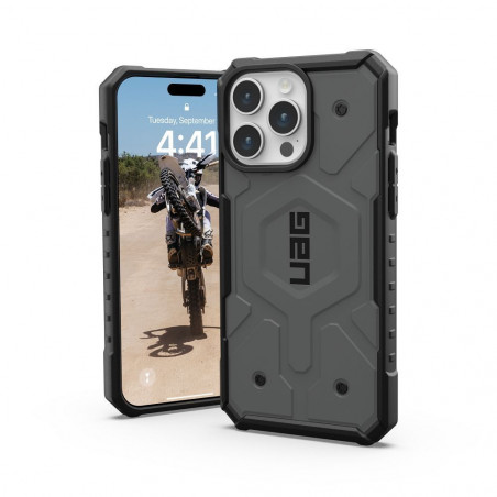Kryt Urban Armor Gear Pathfinder na Apple iPhone 15 Pro Max Prémiové puzdro MagSAFE Strieborný