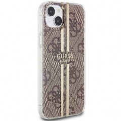 Kryt Guess 4G Gold Stripe na Apple iPhone 15 Elegant  Hnedý