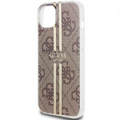 Kryt Guess 4G Gold Stripe na Apple iPhone 15 Elegant  Hnedý