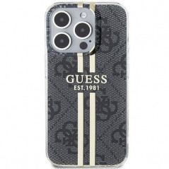 Kryt Guess 4G Gold Stripe na Apple iPhone 15 Pro Elegant  Čierny