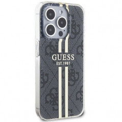 Kryt Guess 4G Gold Stripe na Apple iPhone 15 Pro Elegant  Čierny