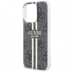 Kryt Guess 4G Gold Stripe na Apple iPhone 15 Pro Elegant  Čierny