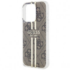 Kryt Guess 4G Gold Stripe na Apple iPhone 15 Pro Elegant  Hnedý