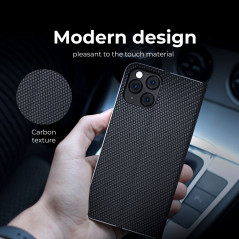 Peňaženkové puzdro LUNA Book Carbon na Samsung Galaxy S23 Plus 5G Uhlíkové vlákno, Elegant  Čierny