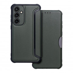 Peňaženkové puzdro Razor Book na Samsung Galaxy S23 FE Uhlíkové vlákno, Karbónový vzor  Tmavo zelený