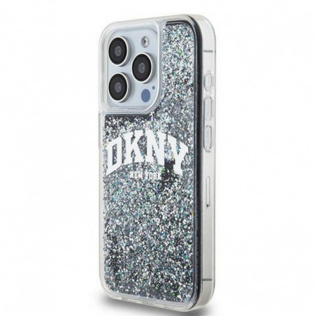 Kryt DKNY Liquid Glitters Arch Logo na Apple iPhone 14 Pro Čierny