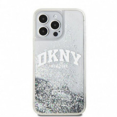 Kryt DKNY Liquid Glitters Arch Logo na Apple iPhone 15 Pro Biely
