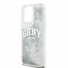 Kryt DKNY Liquid Glitters Arch Logo na Apple iPhone 15 Pro Biely