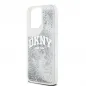 Kryt DKNY Liquid Glitters Arch Logo na Apple iPhone 15 Pro Biely