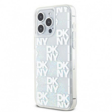 Kryt DKNY Liquid Glitters Checkered Pattern na Apple iPhone 15 Pro Max Biely