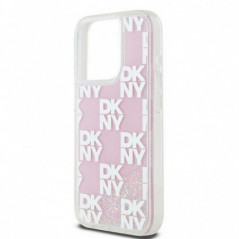 Kryt DKNY Liquid Glitters Checkered Pattern na Apple iPhone 15 Pro Ružový