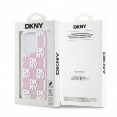 Kryt DKNY Liquid Glitters Checkered Pattern na Apple iPhone 15 Pro Ružový