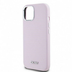 Kryt DKNY Silicone Horizontal Metal Logo na Apple iPhone 15 Plus MagSAFE  Ružový