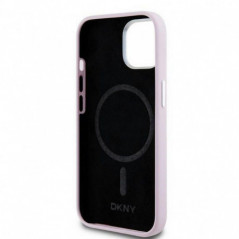 Kryt DKNY Silicone Horizontal Metal Logo na Apple iPhone 15 Plus MagSAFE  Ružový