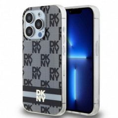Kryt DKNY Checkered Pattern Printed Stripes na Apple iPhone 13 Pro MagSAFE  Čierny
