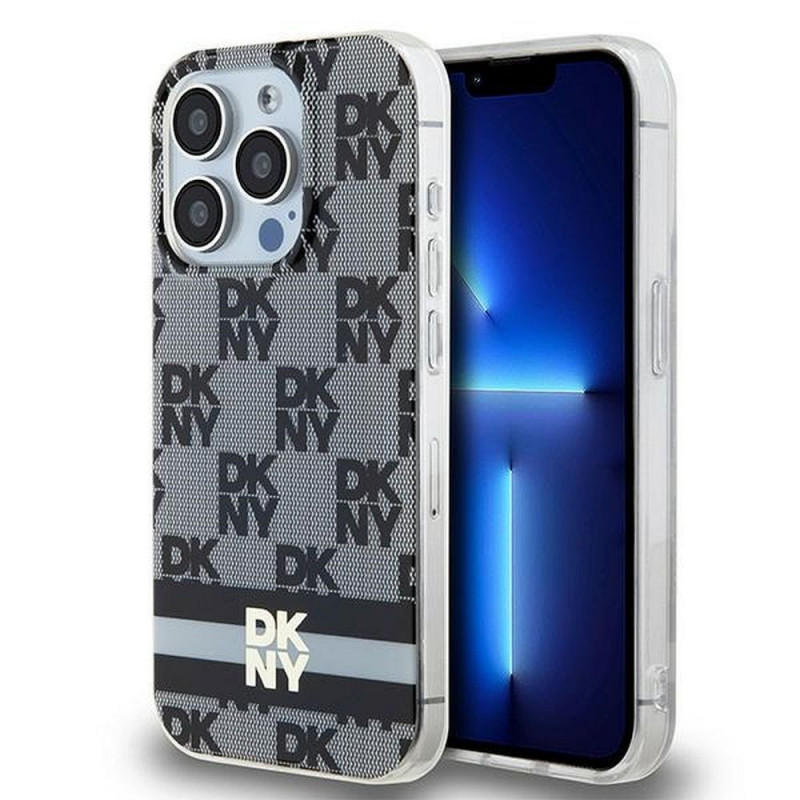 Kryt DKNY Checkered Pattern Printed Stripes na Apple iPhone 13 Pro MagSAFE  Čierny