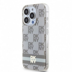 Kryt DKNY Checkered Pattern Printed Stripes na Apple iPhone 13 Pro MagSAFE  Béžový
