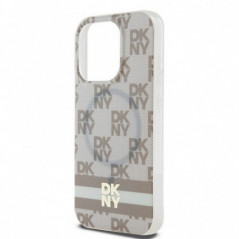 Kryt DKNY Checkered Pattern Printed Stripes na Apple iPhone 13 Pro MagSAFE  Béžový