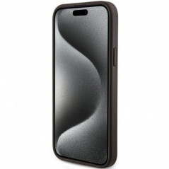 Kryt Guess Leather 4G Metal Logo na Apple iPhone 15 Plus Hnedý