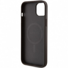 Kryt Guess Leather 4G Metal Logo na Apple iPhone 15 Plus Hnedý