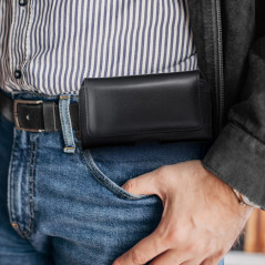 Univerzálne puzdro, Horizontálne puzdro, Puzdro na opasok ROYAL Crazy Horse na Samsung Galaxy S10 Čierny 