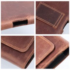 Univerzálne puzdro, Horizontálne puzdro, Puzdro na opasok ROYAL Crazy Horse na Apple iPhone 13 mini Hnedý 