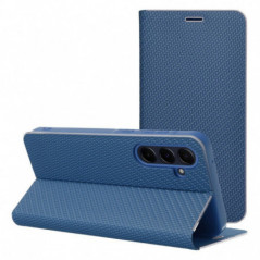 Peňaženkové puzdro LUNA Book Carbon na XIAOMI 14 Uhlíkové vlákno, Elegant  Modrý