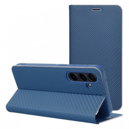 Peňaženkové puzdro LUNA Book Carbon na XIAOMI 14 Uhlíkové vlákno, Elegant  Modrý
