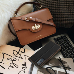 Peňaženkové puzdro Leather na Samsung Galaxy S25 Elegant  Čierny