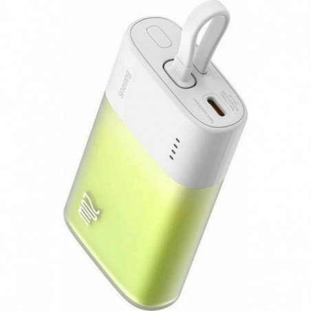 Baseus Power bank PPKDC05I 5200 mAh so vstavaným káblom Lightning + kábel Typ C až Typ C PD QC 2,4A 20W bielo zelená
