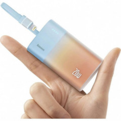 Baseus Power bank PPKDC05I 5200 mAh so vstavaným káblom Lightning + kábel Typ C až Typ C PD QC 2,4A 20W modro oranžová